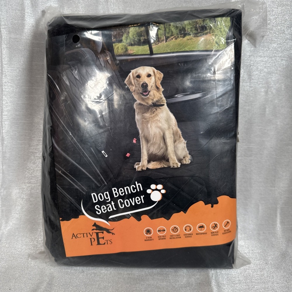 Active Dog Bench Seat Cover Black Waterproof Non Slip Car Back Seat Protector